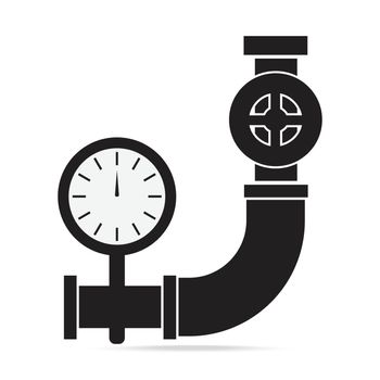 Pipe, valve and gage pressure icon sign vector illustration