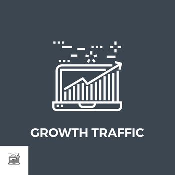 Growth Traffic Related Vector Thin Line Icon. Isolated on Black Background. Vector Illustration.