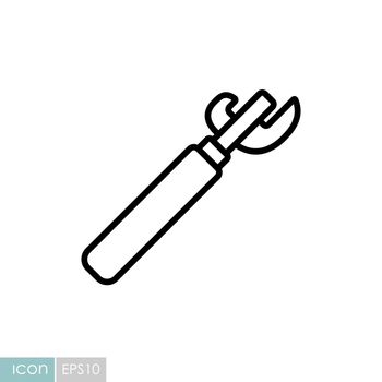Can opener with wooden handle vector icon. Kitchen appliances. Graph symbol for cooking web site design, logo, app, UI