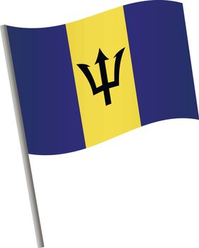 Barbados flag icon. National flag of Barbados on a pole vector illustration.