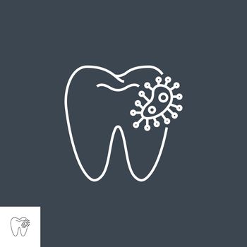 Dental Bacteria Line Icon. Dental Bacteria Line Related Vector Icon. Isolated on Black Background. Editable Stroke.