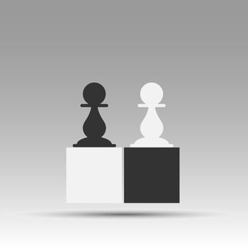 black and white pawn on a white and black square. Vector icon, flat style
