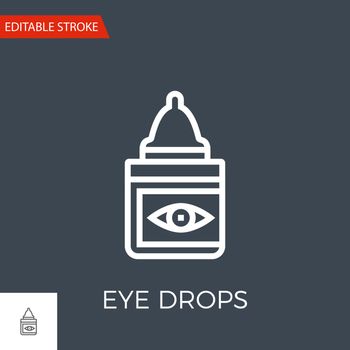 Eye Drops Thin Line Vector Icon. Flat Icon Isolated on the Black Background. Editable Stroke EPS file. Vector illustration.