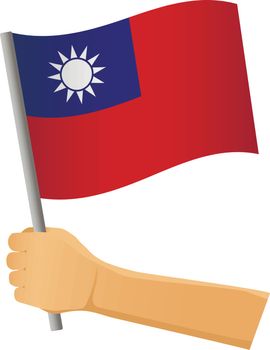 Taiwan flag in hand. Patriotic background. National flag of Taiwan vector illustration