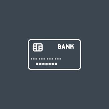 Credit Card Line Icon. Credit Card Related Vector Line Icon. Isolated on Black Background. Editable Stroke.