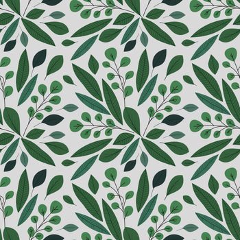 Vector illustration of leaves seamless pattern. Natural background with green leaves