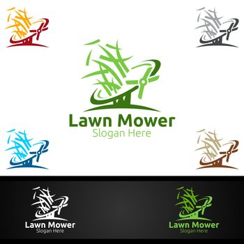 Cut Lawn Mower Logo for Lawn Mowing Gardener Vector Design