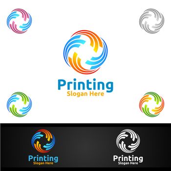 Digital Printing Company Vector Logo Design for Media, Retail, Advertising, Newspaper or Book Concept