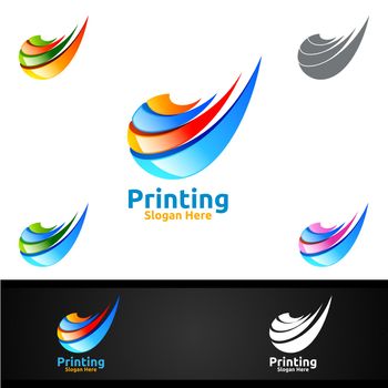 Digital Printing Company Vector Logo Design for Media, Retail, Advertising, Newspaper or Book Concept