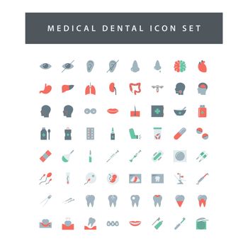Medical icon set with colorful modern Flat style design.