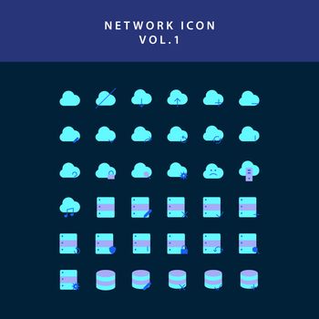 Cloud computing network  flat style design icon set vol1