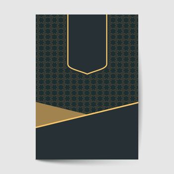 Vintage ornamental frame, rich, royal, luxury design, creative, trendy gold element for page and web decoration on black abstract background