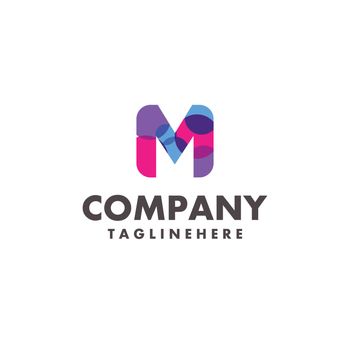abstract colorful letter M logo design for business company with modern neon color