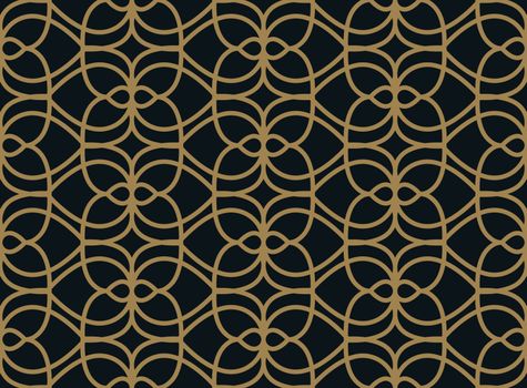 Seamless linear pattern with crossing curved lines with gold colo