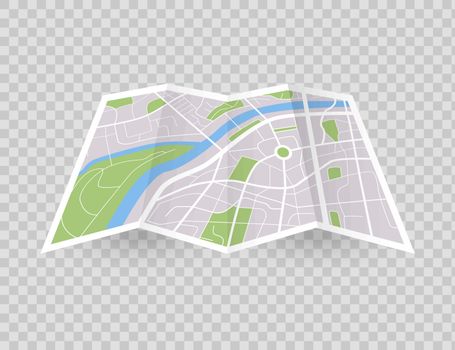 City map. Navigation in town concept. Vector downtown gps navigation plan. Street location.