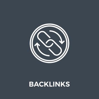 Backlinks Related Vector Thin Line Icon. Isolated on Black Background. Editable Stroke. Vector Illustration.