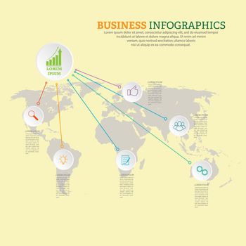 Infographic template with visual icons. 6 stages of business, training, marketing or financial success. Vector illustration