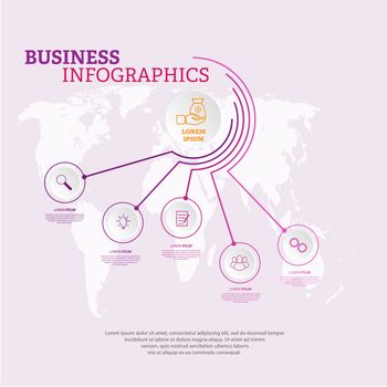 Infographic template with visual icons. 5 stages of business, training, marketing or financial success. Vector illustration
