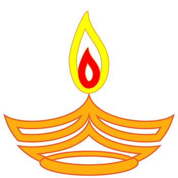 The symbol of ethnic holiday diwali in the form of a burning candle