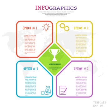 Infographic template with visual icons. 4 stages of business, training, marketing or financial success. Vector illustration