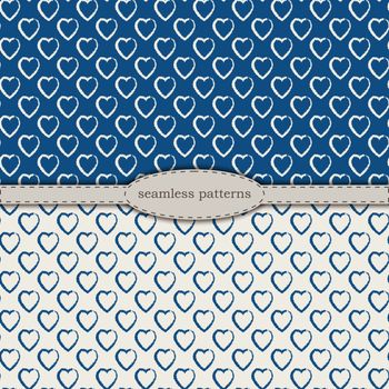 hand-drawn seamless patterns in simplified scandinavian minimalism style. classic blue pantone 2020 and beige bicolor. stock hand drawn vector for printing on fabric, textile, wallpaper, wrapping.