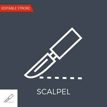 Scalpel Thin Line Vector Icon. Flat Icon Isolated on the Black Background. Editable Stroke EPS file. Vector illustration.