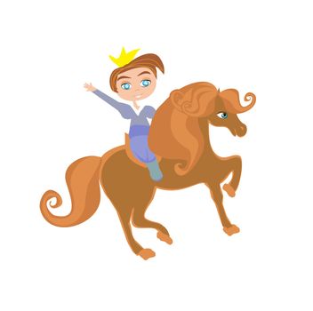 Little princess on horse, funny isolated illustration