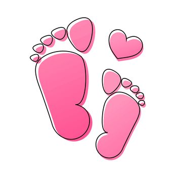 Elegant Women s Feet Foot Fetish Logo. Pink Color On A White Background.