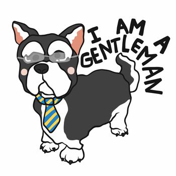 Gentleman Terrier dog wear necktie and glasses cartoon vector illustration
