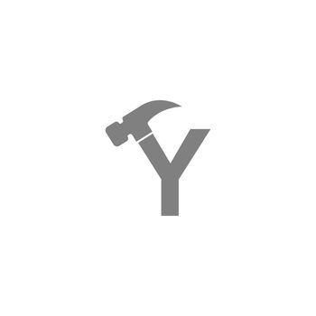Letter Y and hammer combination icon logo design vector