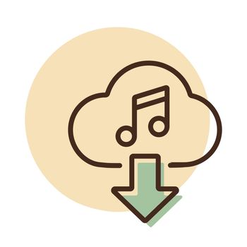 Cloud download music icon vector icon. Music sign. Graph symbol for music and sound web site and apps design, logo, app, UI