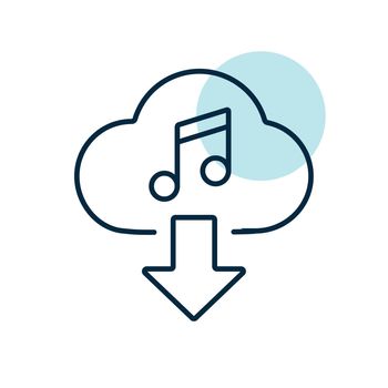 Cloud download music icon vector icon. Music sign. Graph symbol for music and sound web site and apps design, logo, app, UI
