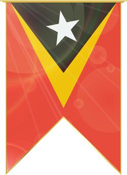 Luxury vertical ribbon with East Timor flag framed in gold
