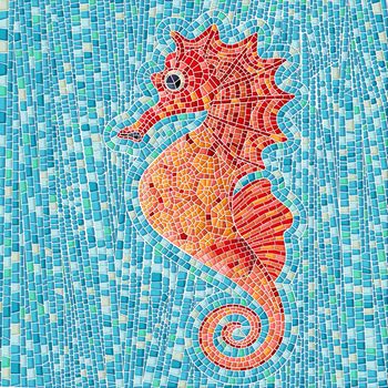 Seahorse mosaic background, vector illustration
