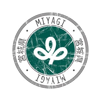 Miyagi Prefecture, Japan. Vector rubber stamp over white background