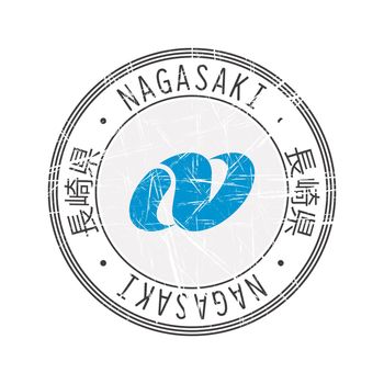 Nagasaki Prefecture, Japan. Vector rubber stamp over white background