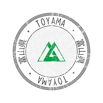 Toyama Prefecture, Japan. Vector rubber stamp over white background