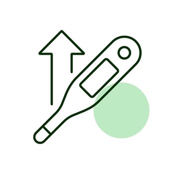Increased temperature with thermometer vector icon. Medical sign. Coronavirus. Graph symbol for medical web site and apps design, logo, app, UI