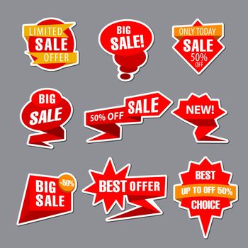 set of different flat advertising and promotion badges, stickers and tags