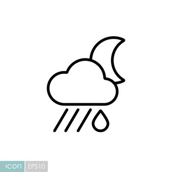 Raincloud with raindrop moon icon. Meteorology sign. Graph symbol for travel, tourism and weather web site and apps design, logo, app, UI