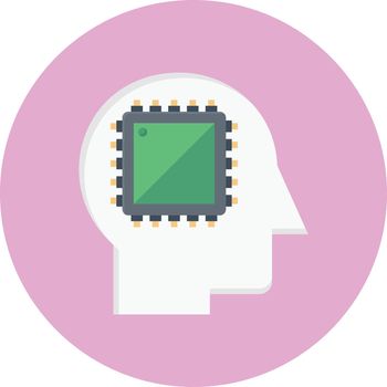 mind chip vector flat colour icon