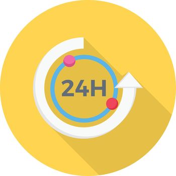 24 hours vector flat colour icon