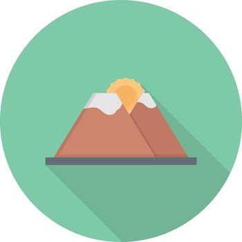 sun mountain vector flat colour icon