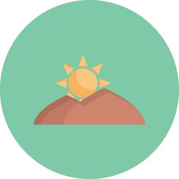 sun mountain vector flat colour icon