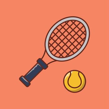 tennis vector line flat icon