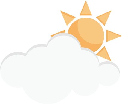 sun cloud vector flat colour icon