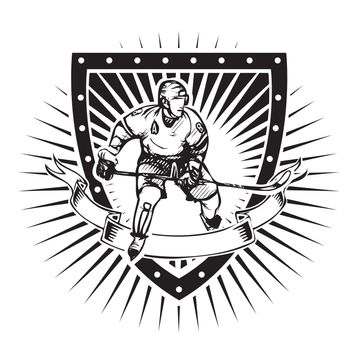 ice hockey player on the shield