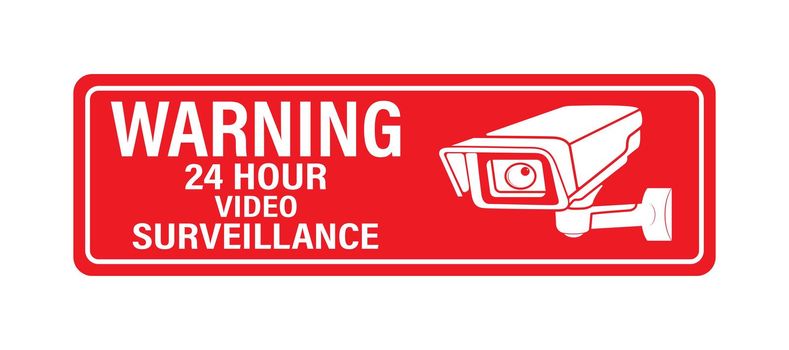 WARNING 24 hours video surveillance. Vector video surveillance sign with the inscription flat style.
