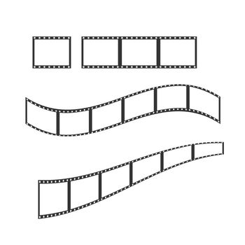 set of cinematic films. The frame and the strip of photographic film. Empty outline, flat style