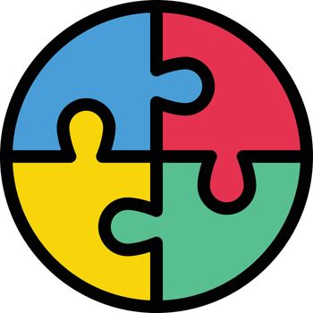 puzzle vector line colour icon